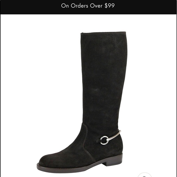 GUCCI WOMEN'S HORSEBIT FLAT SUEDE TALL KNEE BOOTS Dark Brown size 38. - Picture 2 of 9